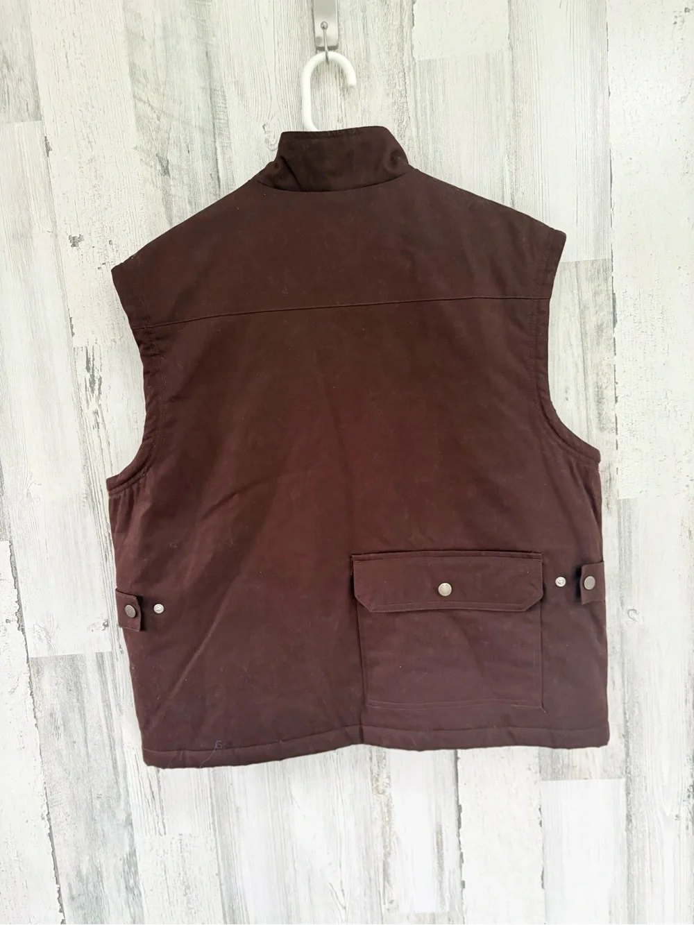 Woolrich Men’s Size Small Full Zip Lined Vest In Brown Multi Pockets NWT